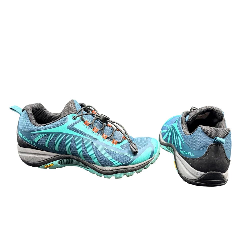 Merrell Trail Running Shoes Women’s 9 Teal Vibram Hiking Lace Lock